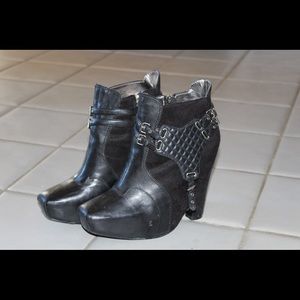 Sexy Black Leather Ankle Boots